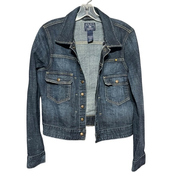 Lucky Brand Tiffany Snap Button Jacket Classic Dark Wash Denim Trucker Jacket - Picture 3 of 9